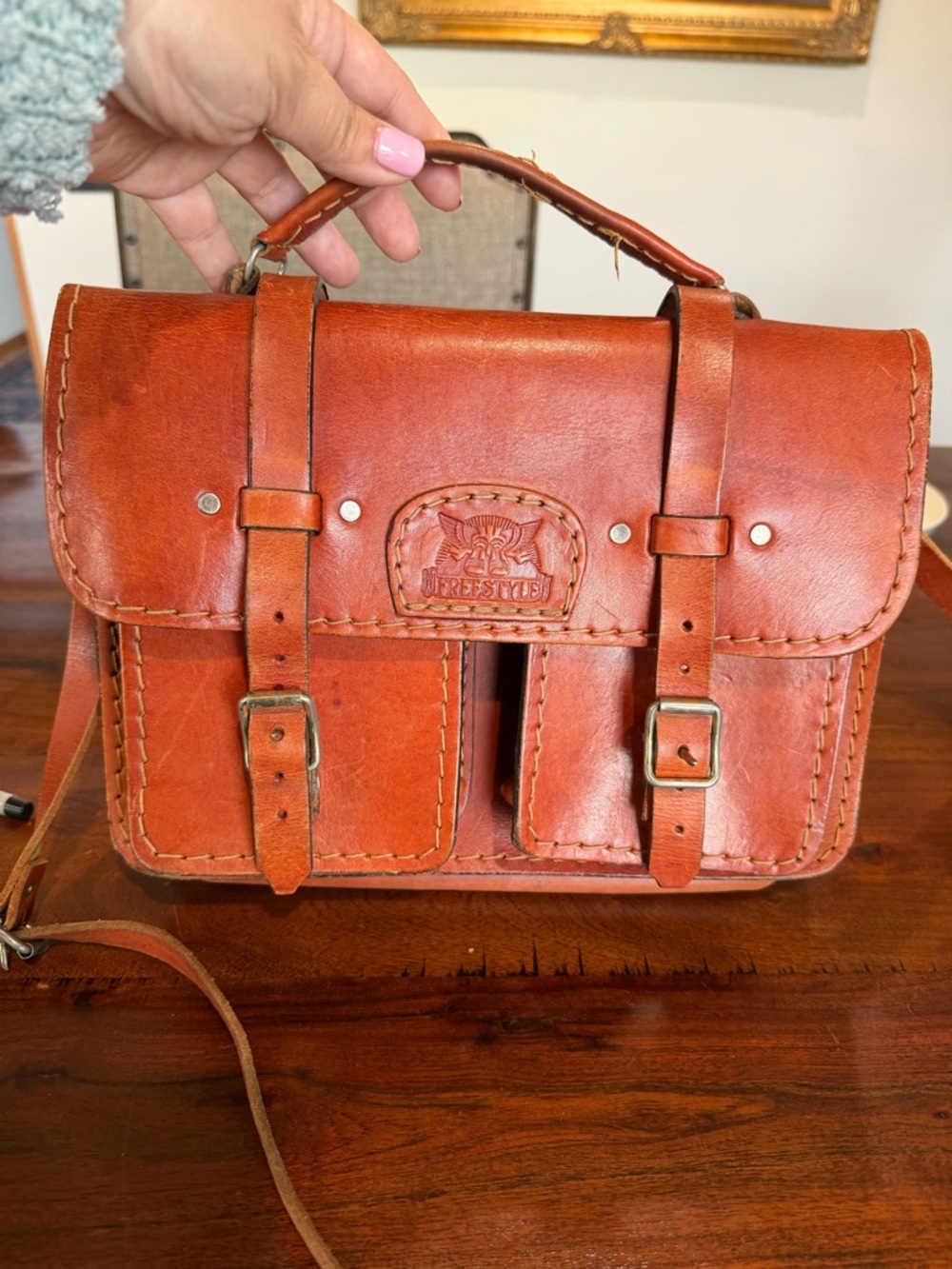 Freestyle Brown Leather Crossbody Satchel